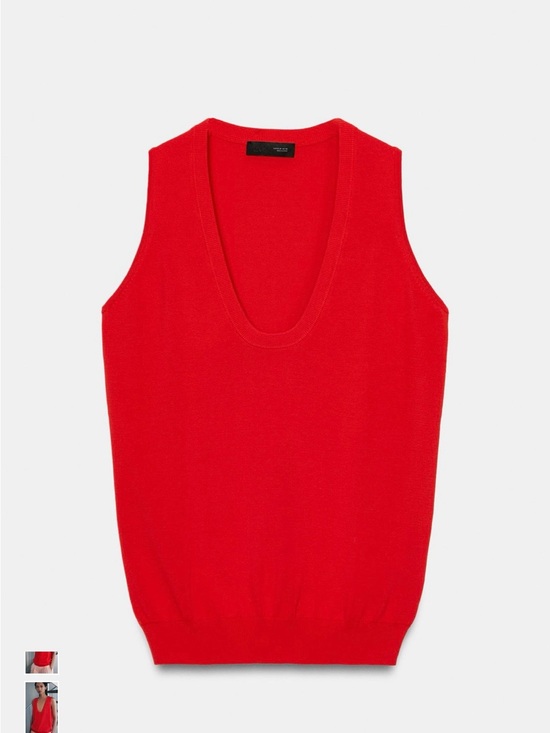 Zara Tops - Zara Red Sleeveless Knit V-Neck Top